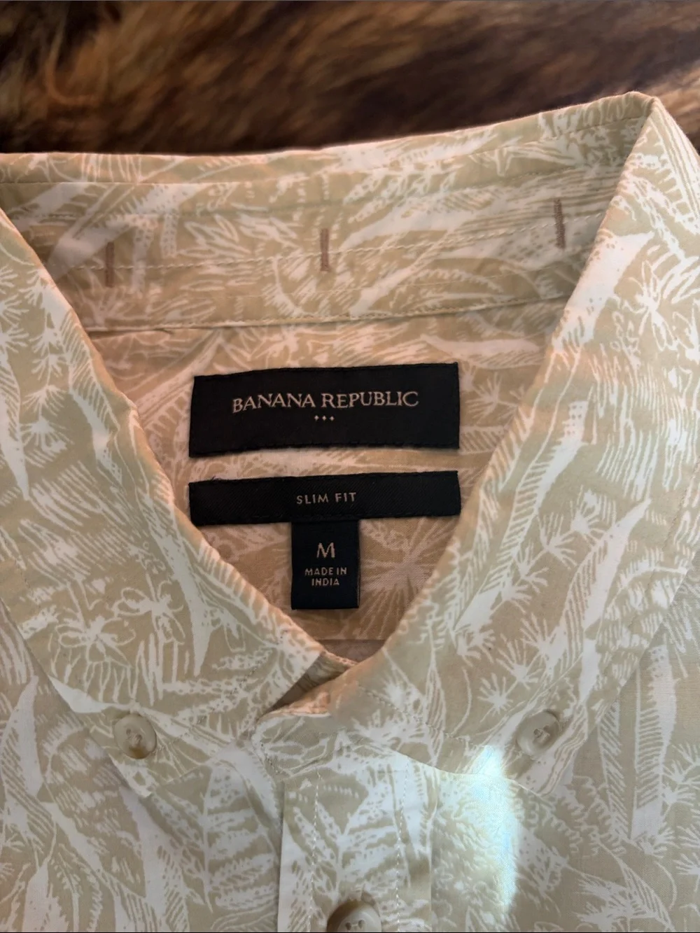 Banana Republic Slim Fit Botanical Print Short-Sleeve Button-Down Size Medium